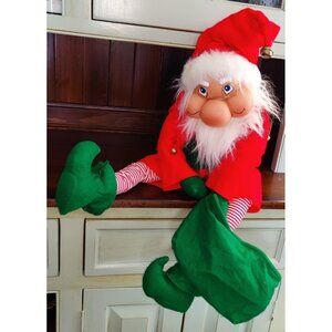 CHRISTMAS SANTA'S BEST STUFFED Lg 30” SANTA CLAUSE Rubber Face Santakins Elf
